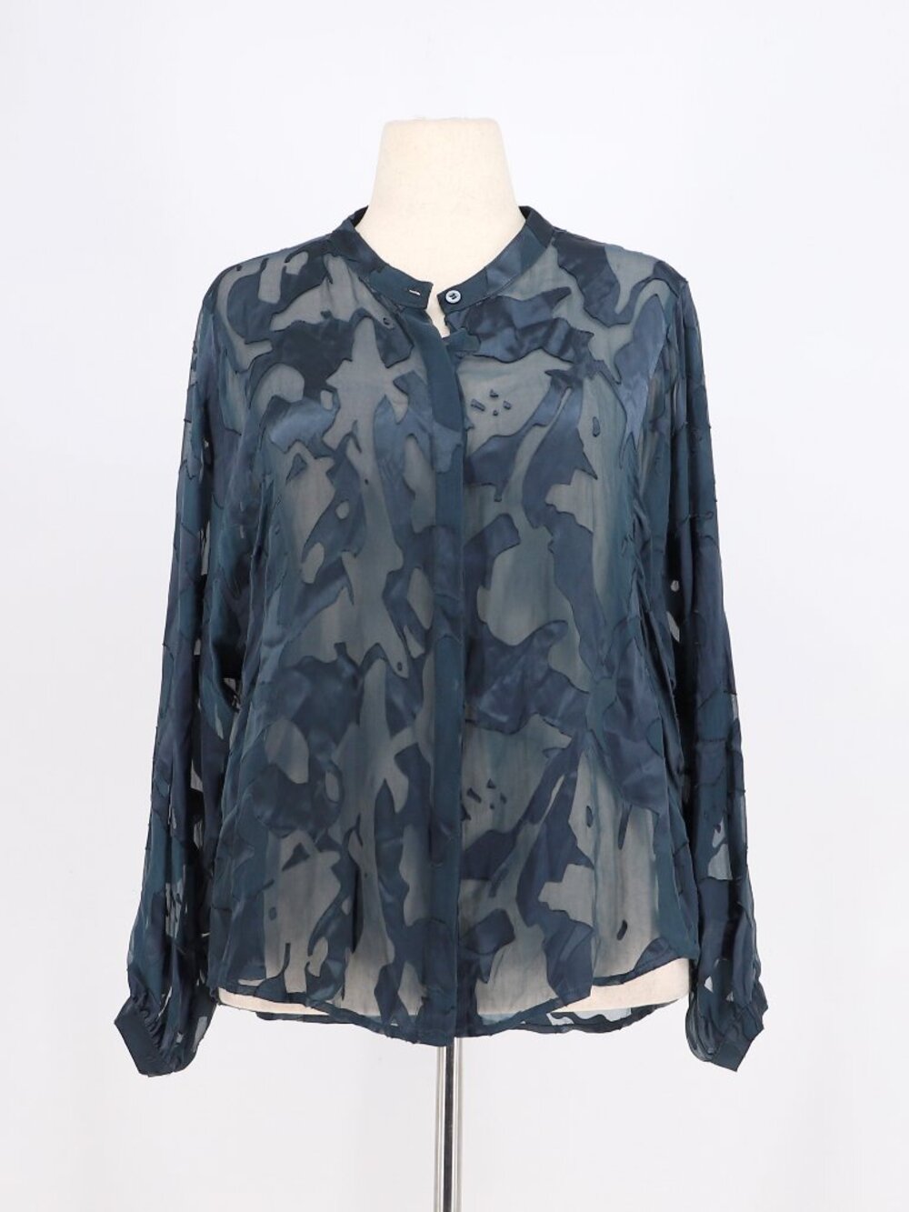 POETRY Viscose Silk Sheer Button Up Shirt Blouse in Teal Blue Size US 12